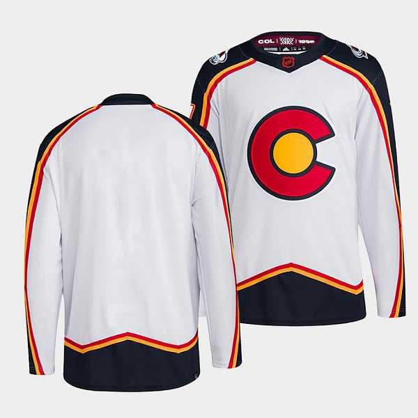 Men%27s Colorado Avalanche Blank White 2022-23 Reverse Retro Stitched Jersey->colorado avalanche->NHL Jersey
